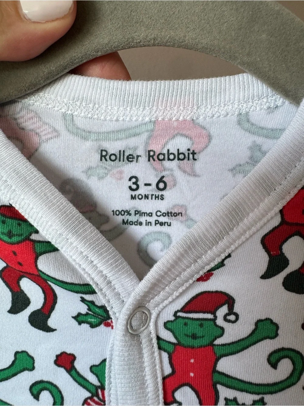 Roller Rabbit Baby Monkey Christmas Holiday Print One Piece Pajamas 3-6 Months